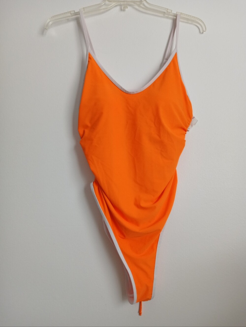 Orange One Piece Swimsuit Size 2XL Ruched Tie Sides